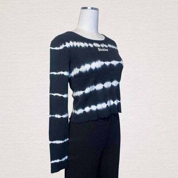 NWT Dickies Womens Black Tie Dye Long Sleeve Cropped T-Shirt Size Large - Picture 5 of 9